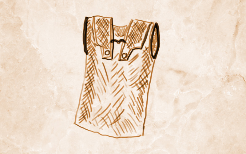 Zeichnerische Darstellung eines römischen Kettenhemds (Hamata)